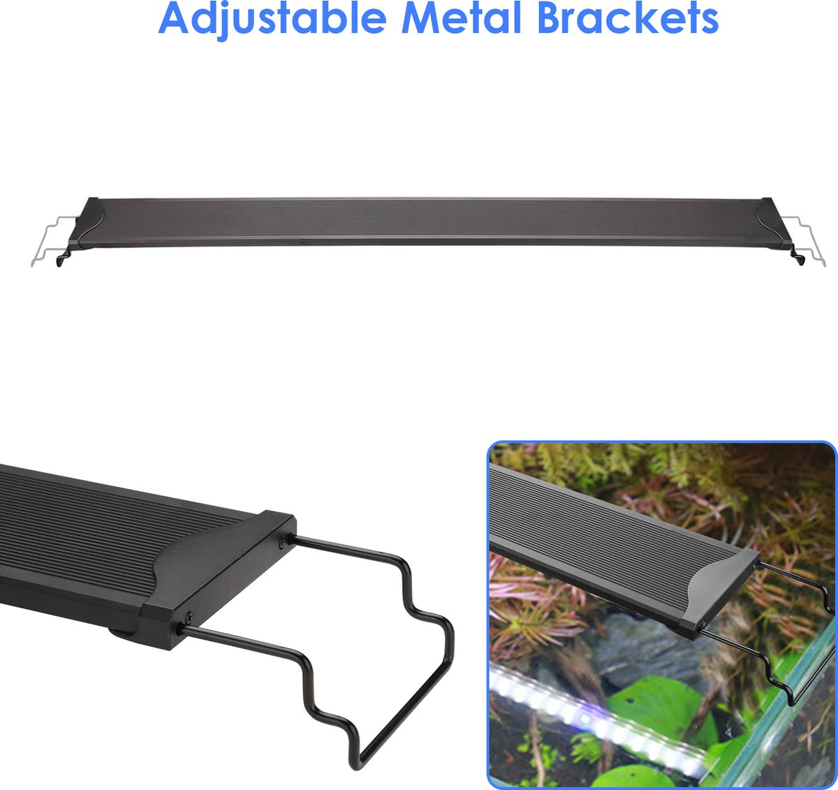 45W LED aquariumverlichting met timer voor zoutwateraquaria RGB decoratie waterdicht, 120-150CM, Incl. Afstandsbediening