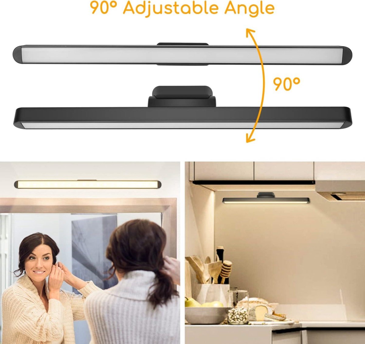 Make-up Spiegel Dimbare Touch LED Spiegellamp Badkamer - LED Kast Verlichting - Oplaadbare Batterij en Magneet Bevestiging - voor Lezen Kast - Make-up Spiegel Nachtkastje - Studie Licht