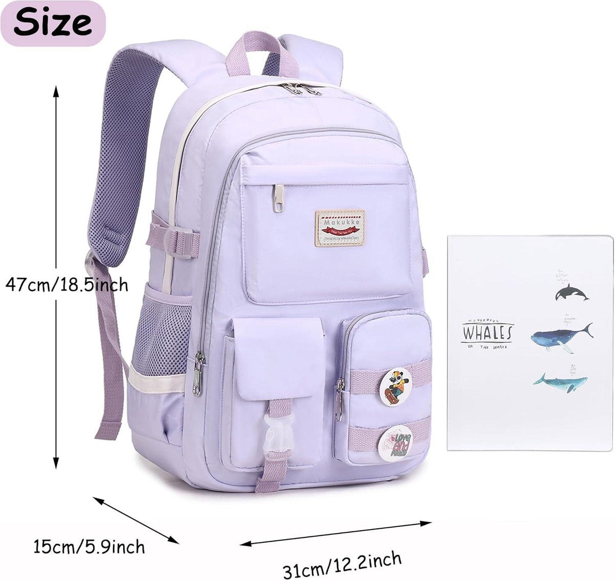 Middelbare School Rugzakken voor Tienermeisjes - Kawaii Anime Kids Boekentassen Vrouwen Casual Dagrugzak met Roze Details. Boekentas meisjes