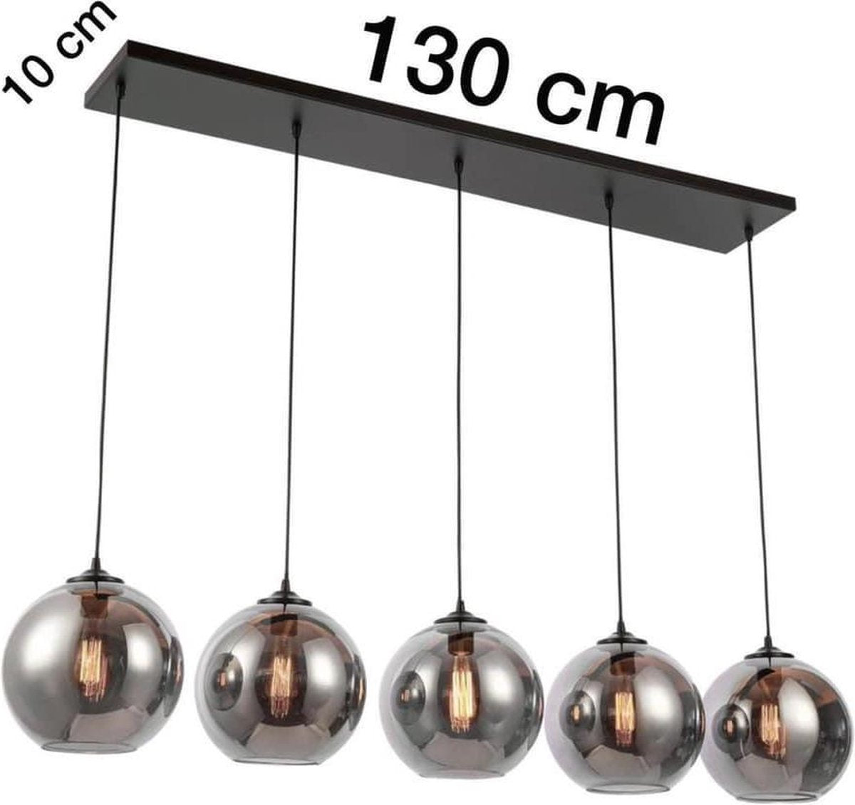 5-lichts hanglamp rookglas