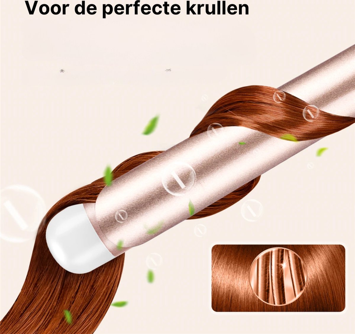 P&P Goods Krultang – Golvenkrultang – Haarborstel – Heteluchtborstel – Hairwrap – Airstyler – Kort & Lang Haar – LED Display – Antislip Handvat – 30 Verschillende Temperatuurinstellingen – Keramisch – Wit