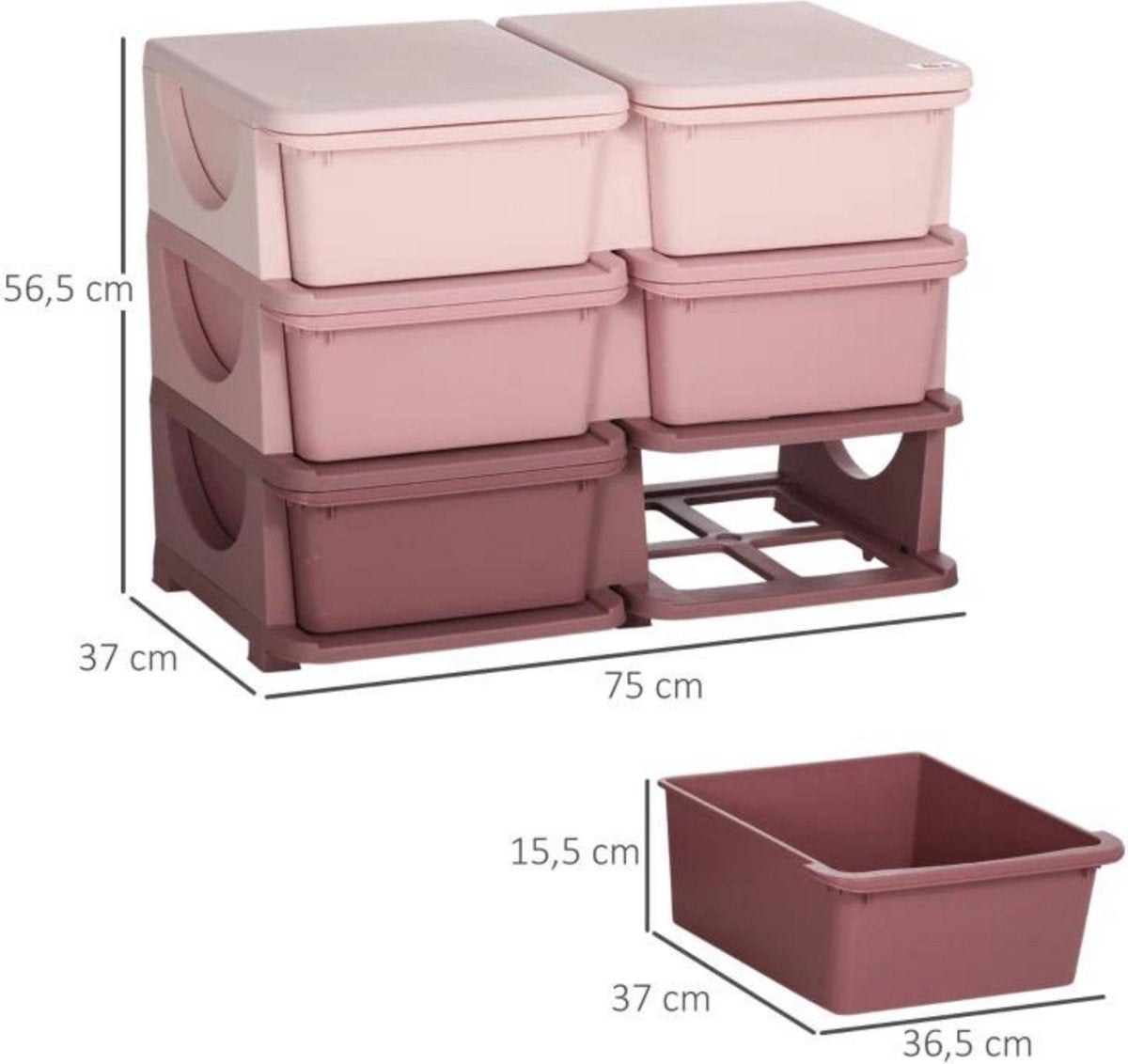 Storage boxes - Drawer cabinet with storage box - Toy organizer - Toy cabinet - Pink - 75L x 37W x 56.5H cm