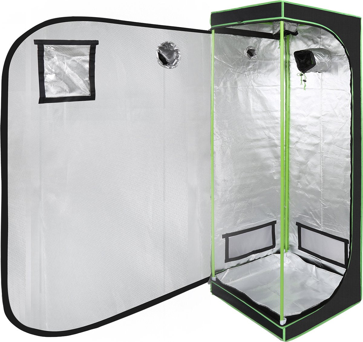 Indoor kweekkast - 60 x 60 x 180 cm - Indoor Growtent - Kweekbox voor planten - planten kweken - Zwart&Groen - 2-in-1 kweekkast - Planten Dark Room - Kas - Waterdicht