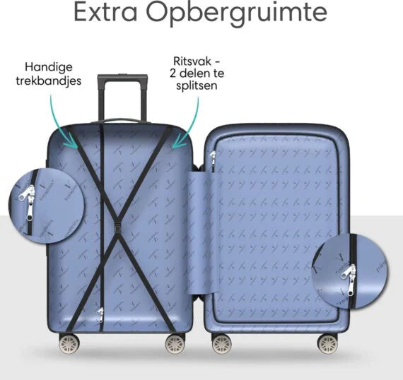 Voyagoux® 4-Delige Kofferset – ABS Kofferset – L / M / S / XS – Koffer – Zwart