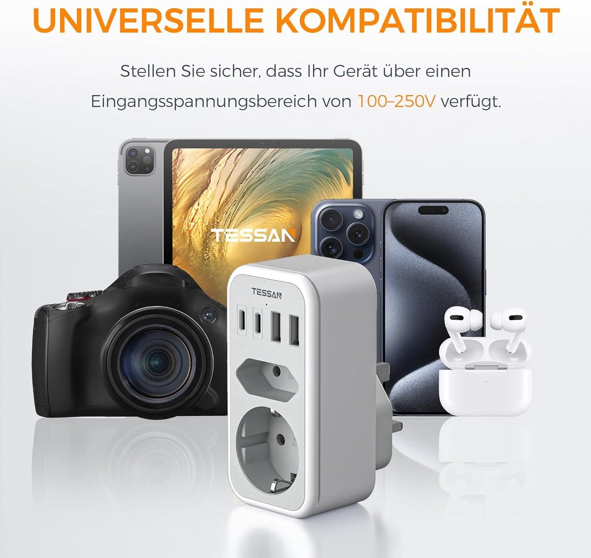 Reisadapter UK met USB C USB A - 6-in-1 Stopcontactadapter Engeland Schotland Type G - Londen Ierland.