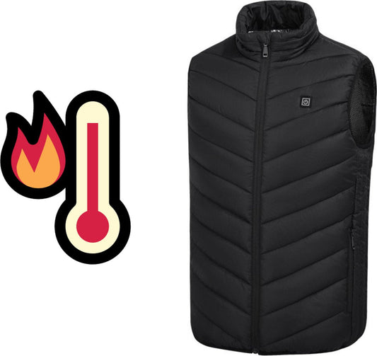 MOZY - Elektrische Bodywarmer - Zwart - Maat XL - tot 45 °C - Wasmachine Bestendig - 3 Niveaus - Zonder Powerbank - Verwarmde Bodywarmer - Unisex - Dames en Heren - Verwarmd Vest - Thermo Vest