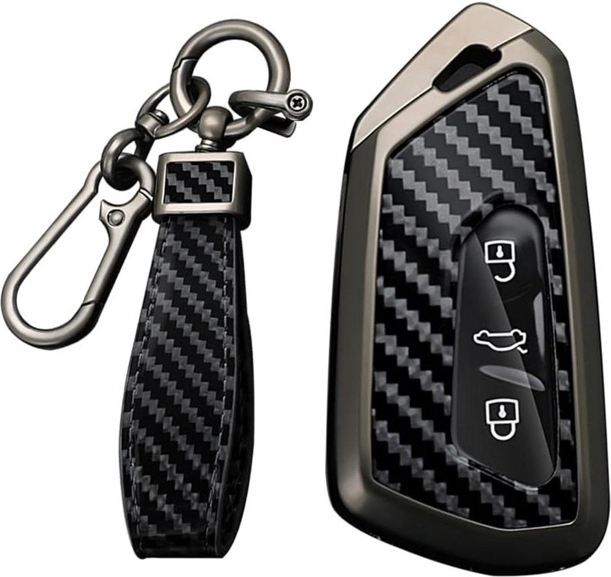 Key case VW Golf 8 GTE GTI ID.3 ID.4 - Seat Leon MK4 Cupra Formentor - Skoda Octavia Enyaq metal key cover - keychain with logo