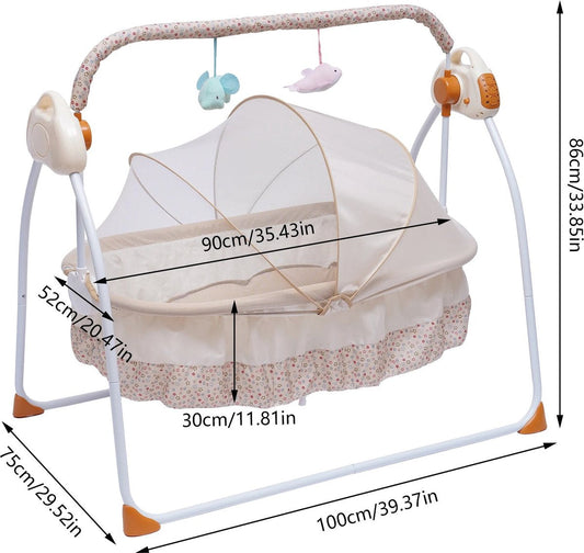 MazrekuHome® - Babyschommel - Wipstoel baby - Elektrische wipstoel - Bluetooth muziek - Verstelbaar in verschillende standen