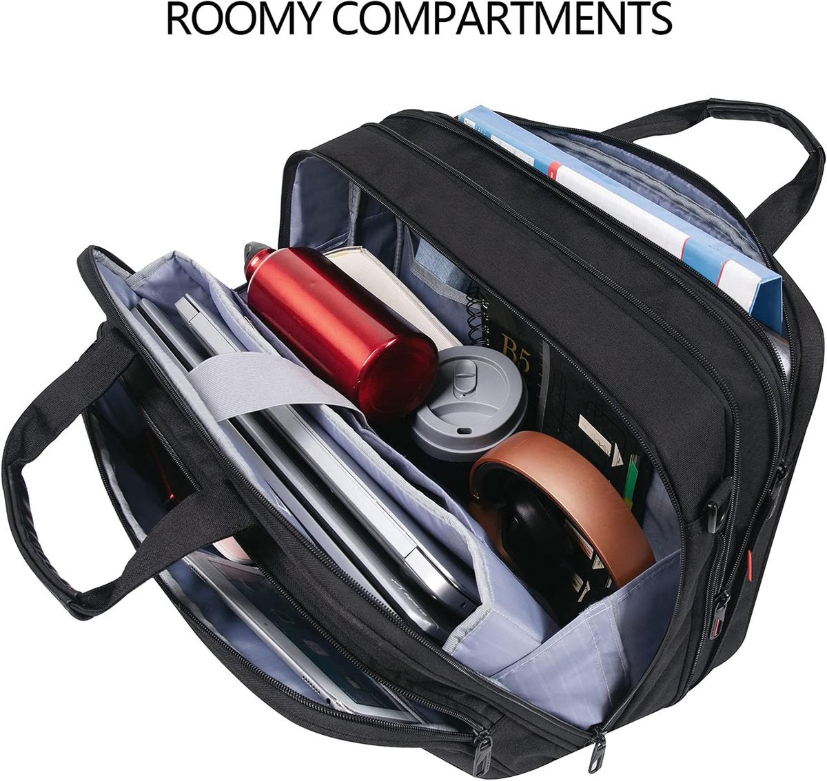 17,3 inch laptop aktetas voor mannen en vrouwen, hoogwaardige schoudertas, waterafstotende laptoptas met RFID-vak, uitbreidbare messenger bag