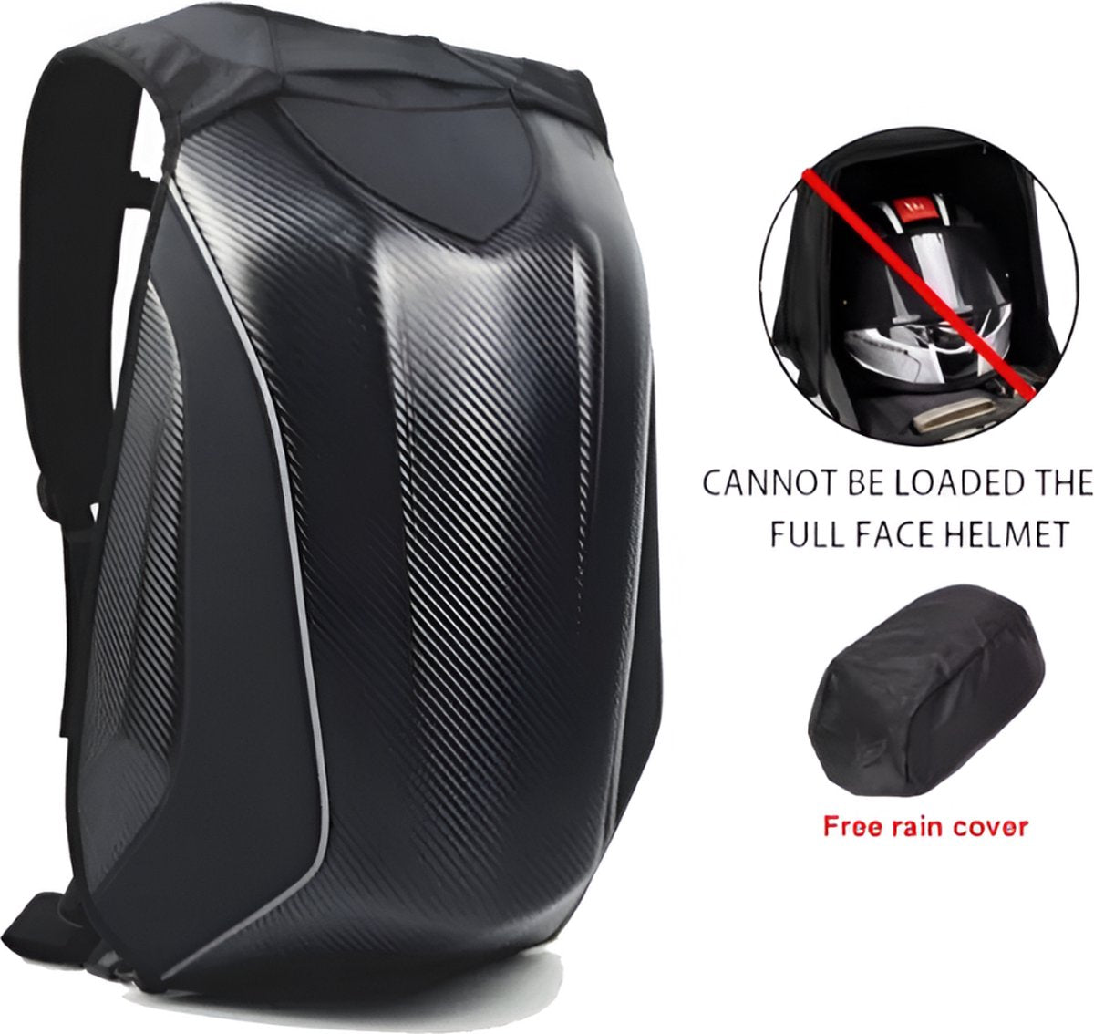 E-Shop4u - Carbon Fiber Motorhelm Rugzak 30L - Waterdichte Tas - Motorrugzak - Harde Schaal - Turtle Bag - Innovatieve Motorfietstas - Waterbestendig - Grijs