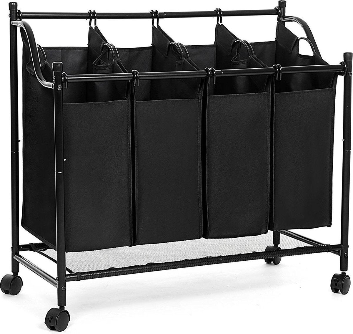 Laundry Sorter Basket On Wheels - Large Double Laundry Sorter Hamper With Four Sections - Laundry Hamper Sorter Bag - 4 Laundry Bags