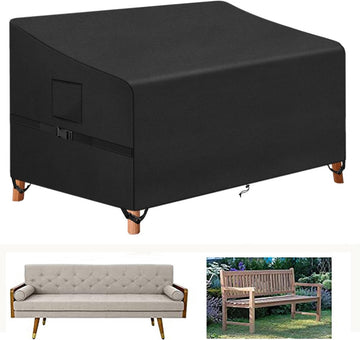 Tuinbankhoes, 3-zits en buitentuinbankhoes, beschermhoes voor tuinmeubelen, 420D Oxford stoffen hoes voor tuinbank, waterdicht, winddicht, UV-bestendig, 163 x 66 x 63/89 cm