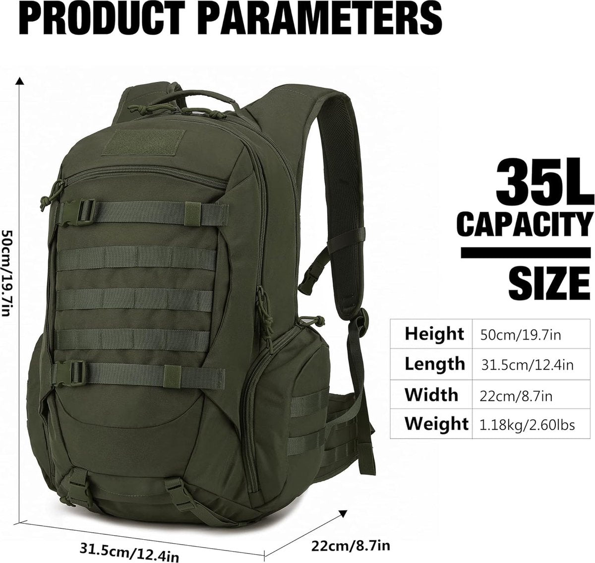 35L Backpack Men Tactical Hiking Backpacks Outdoor Survival Gear Trekking Backpacks Travel Backpack