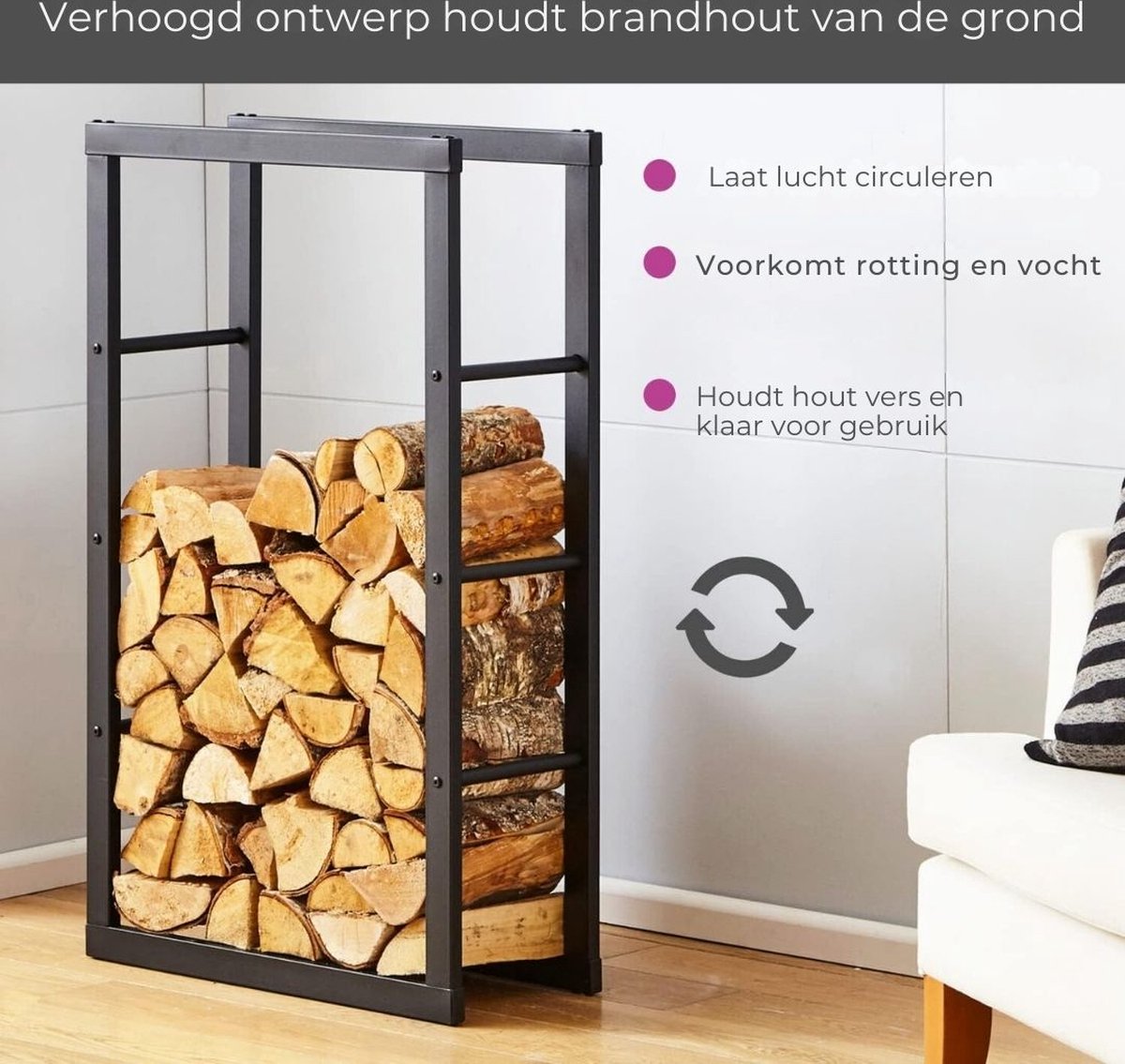 Wood Rack - Wood Storage - Firewood Rack - Firewood - Storage - Indoor and Outdoor Rack - Firewood - Metal - Black - 150x40x25cm
