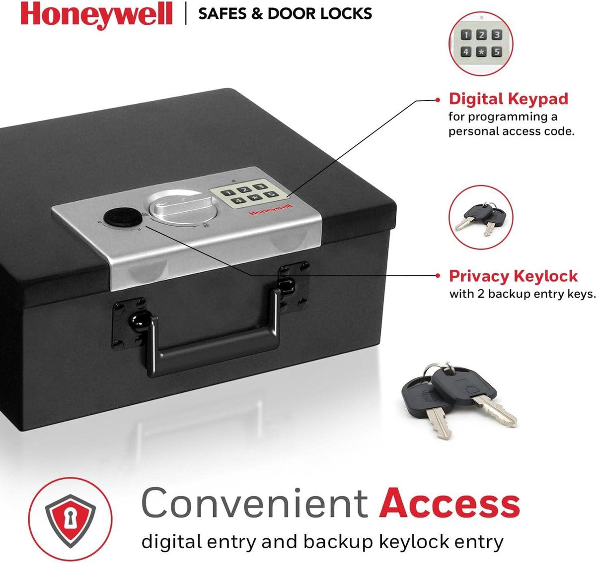 Fireproof steel security box 5L - black with 2 keys
