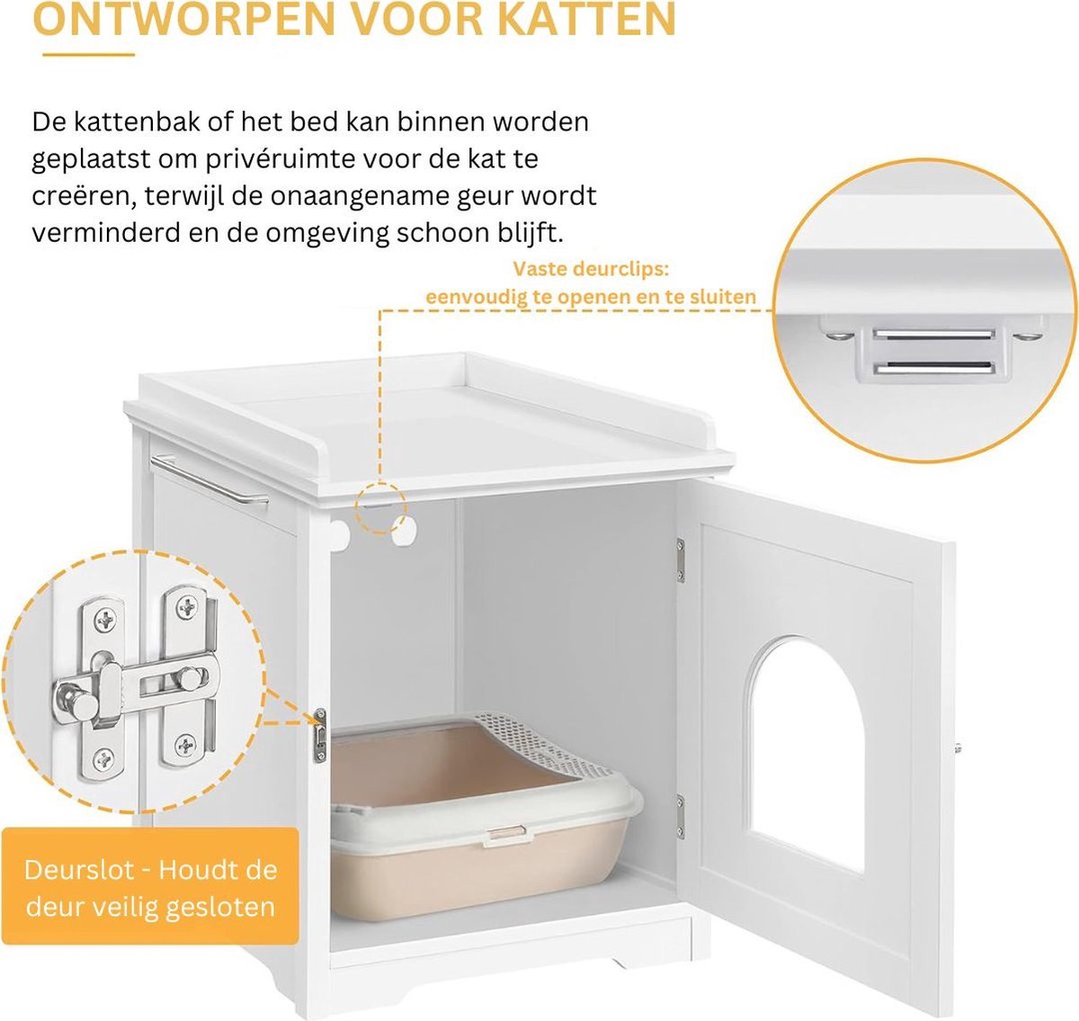 Cat Furniture - Litter Box Enclosure - Cat Cabinet - Cat Crate - Cat Cage - Cover Up - White Wood