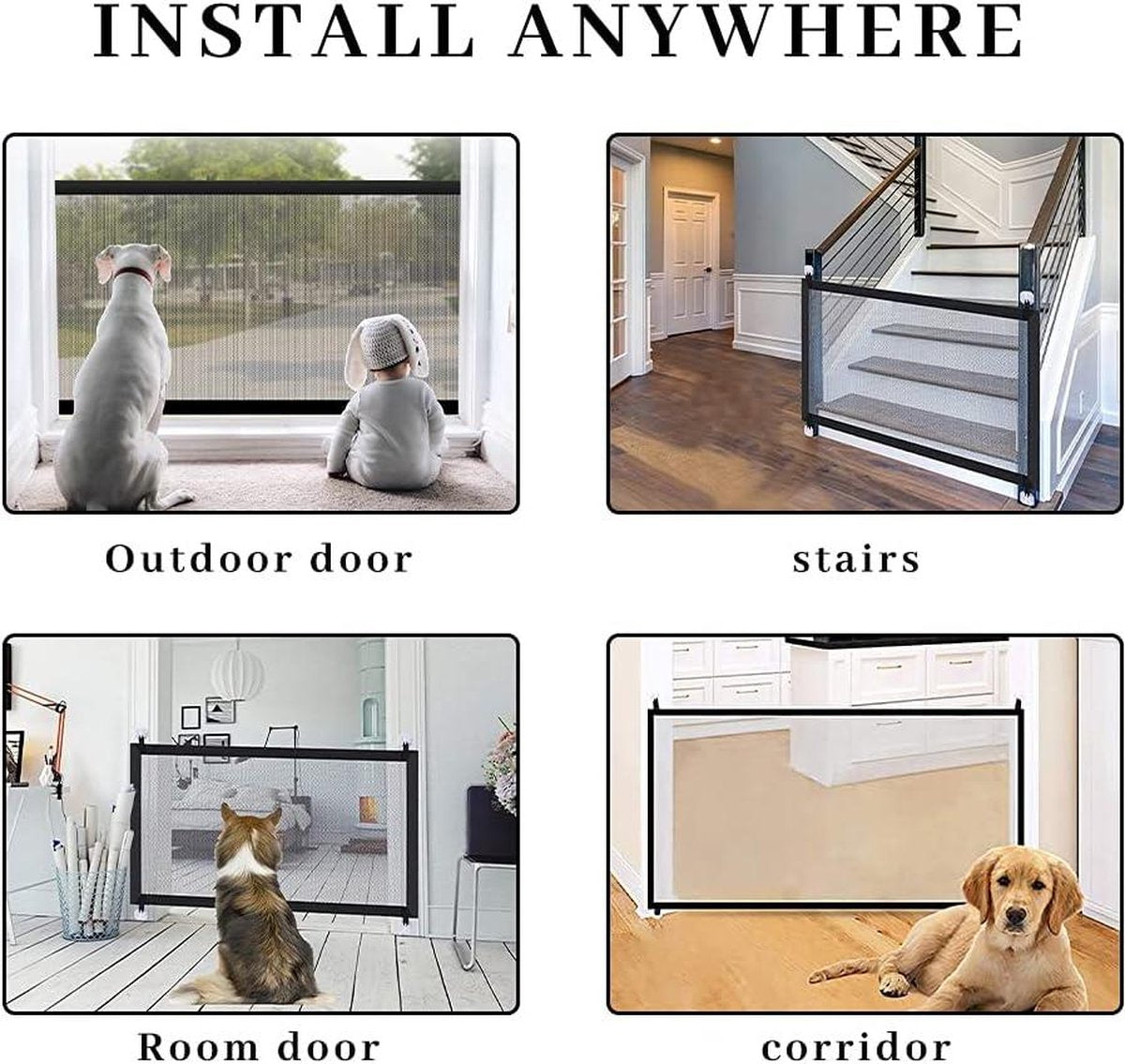 Child safety gate 110 x 79 cm - no-drill safety gate - pet barrier for dogs & cats - babyproof