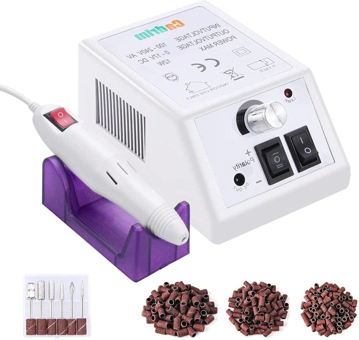 Cadrim Elektrische Manicure-Nagelmachine - Pedicure-Schuurmachine met 6 Opzetstukken voor Salon - Festivalgeschenken Nagelvijl Elektrisch