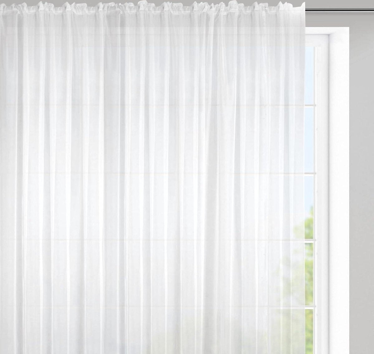 Green Harmony Voile gordijn - transparant - plooiband - slaapkamer - woonkamer - keuken - wit - 400 x 150 cm vitrage kant en klaar met haakjes