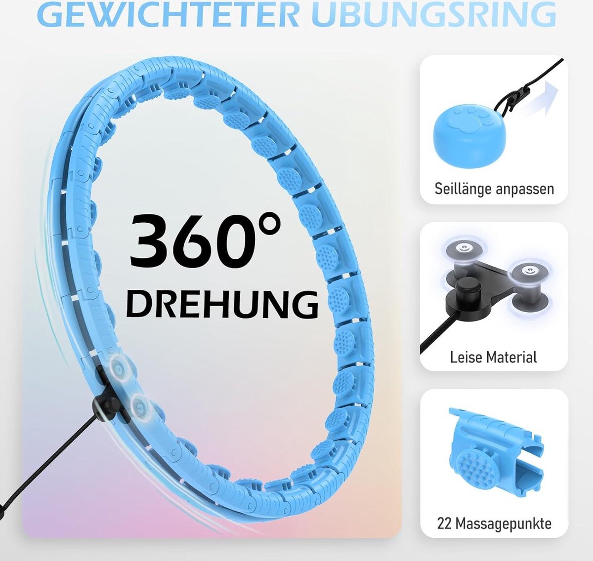 Hoola Hoop Fitness voor volwassenen gewogen hoelahoepel met zachte gewichtsbal - Infinity Fitness Hoop Plus Size - 24 afneembare schakels - slimme trainingsapparatuur voor vrouwen