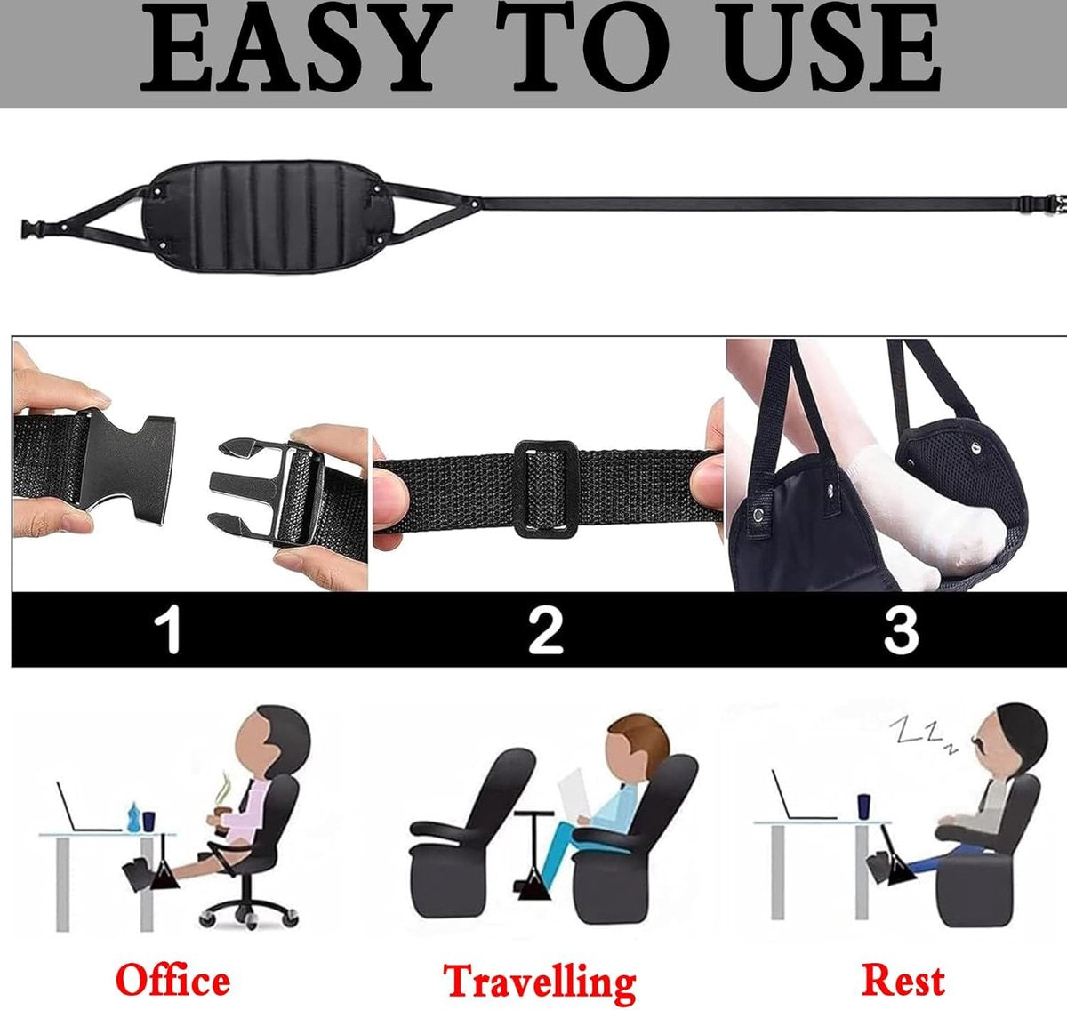 Airplane Foot Hammock - Travel Footrest - Travel Accessory - Comfortable - Airplane Comfort