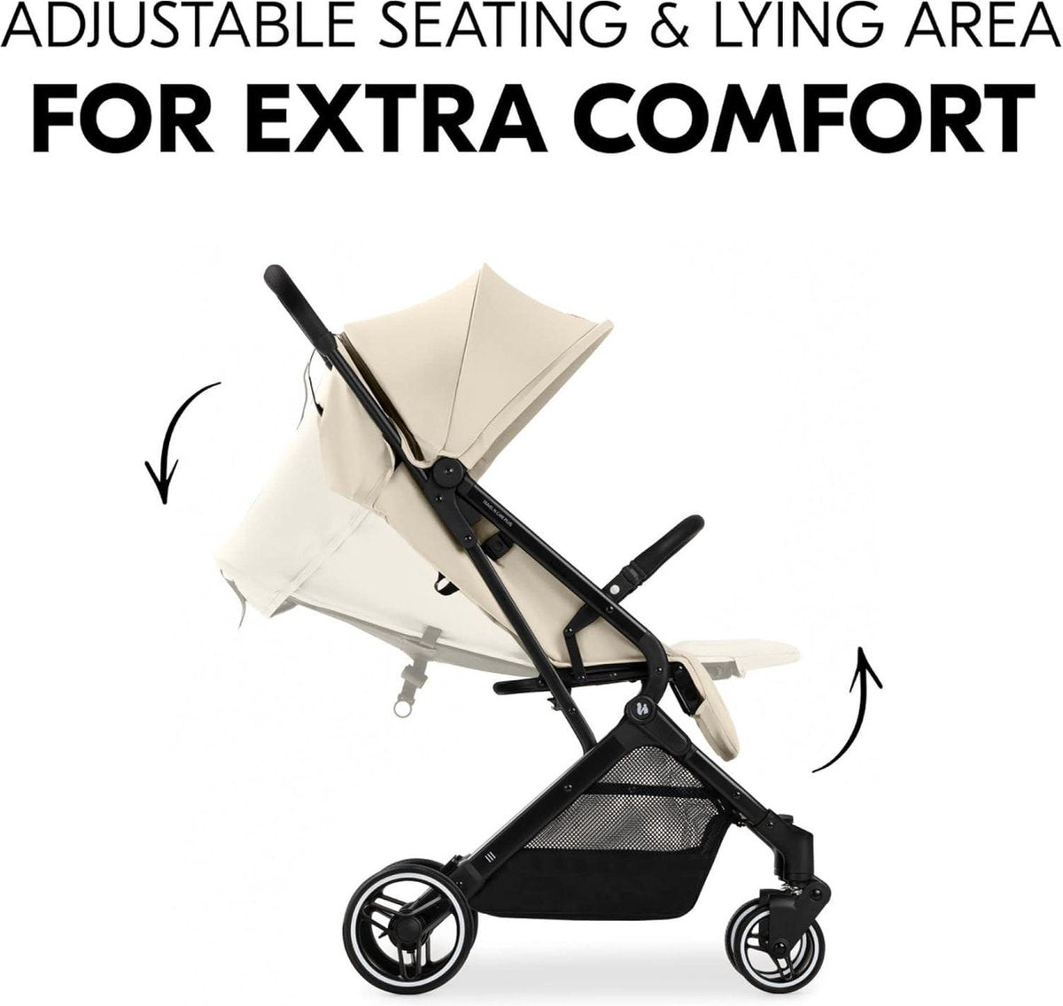 Travel buggy with lie-flat function - UV protection 50+ - Loadable up to 25 kg - Compact fold - Vanilla Buggy collapsible airplane
