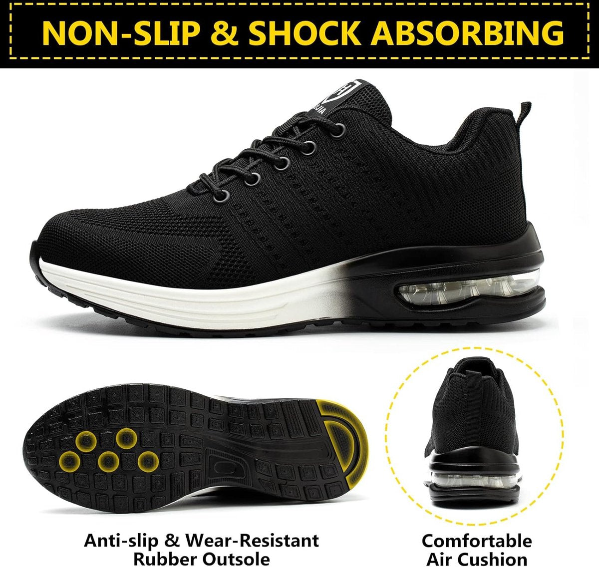 Men's Steel Toe Shoes Women's Lightweight Comfortable Work Shoes Indestructible Non-slip Air Cushion Safety Shoes, Safety Boots, Sports Shoes
