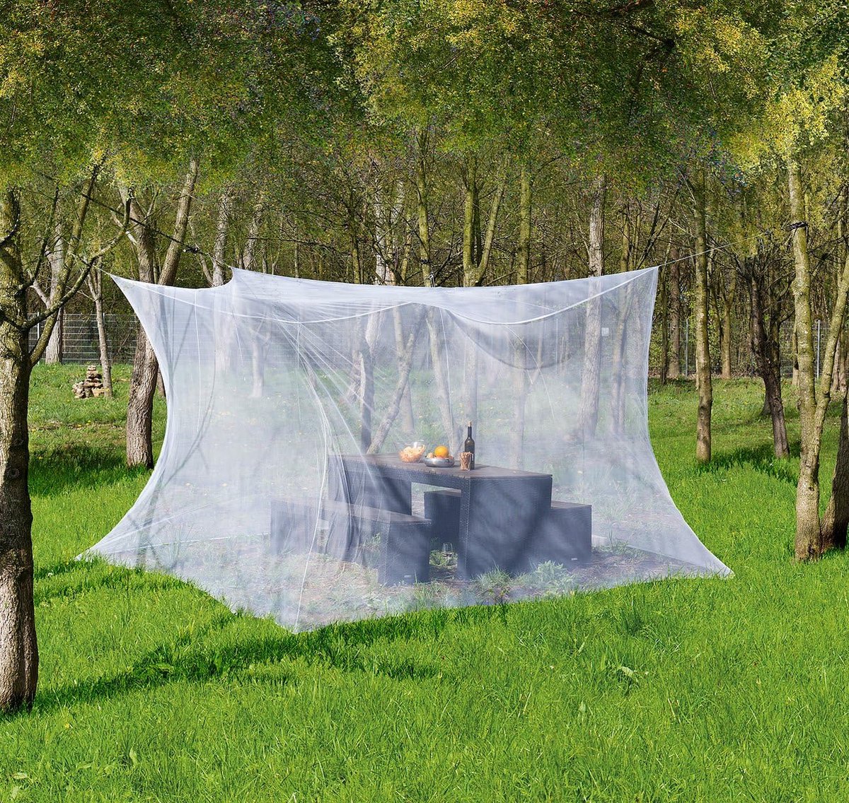 XXL klamboe: voor binnen en buiten, 300 x 300 x 250 cm, 220 mesh, wit (muggennet XXL outdoor, muggenbescherming, anti-muggen)