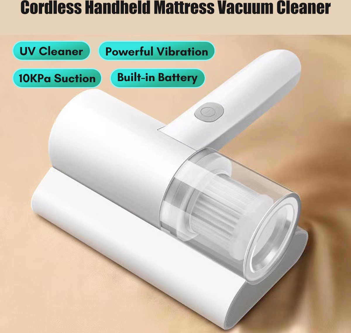 Mite Vacuum Cleaner Anti Dust Mite Handheld UV-C Cordless House Mite Remover Anti-Dust Instrument Cleaning Machine For Home Office Bed Sofa 2000 Vibrations Per Minute