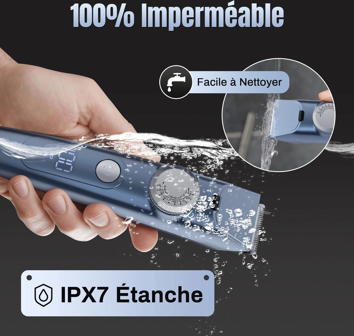 Hair Clipper Machine - Waterproof - Professional Cordless Hair Clipper - Electric Hair Cutting - Barber Trimmers - Men - Black