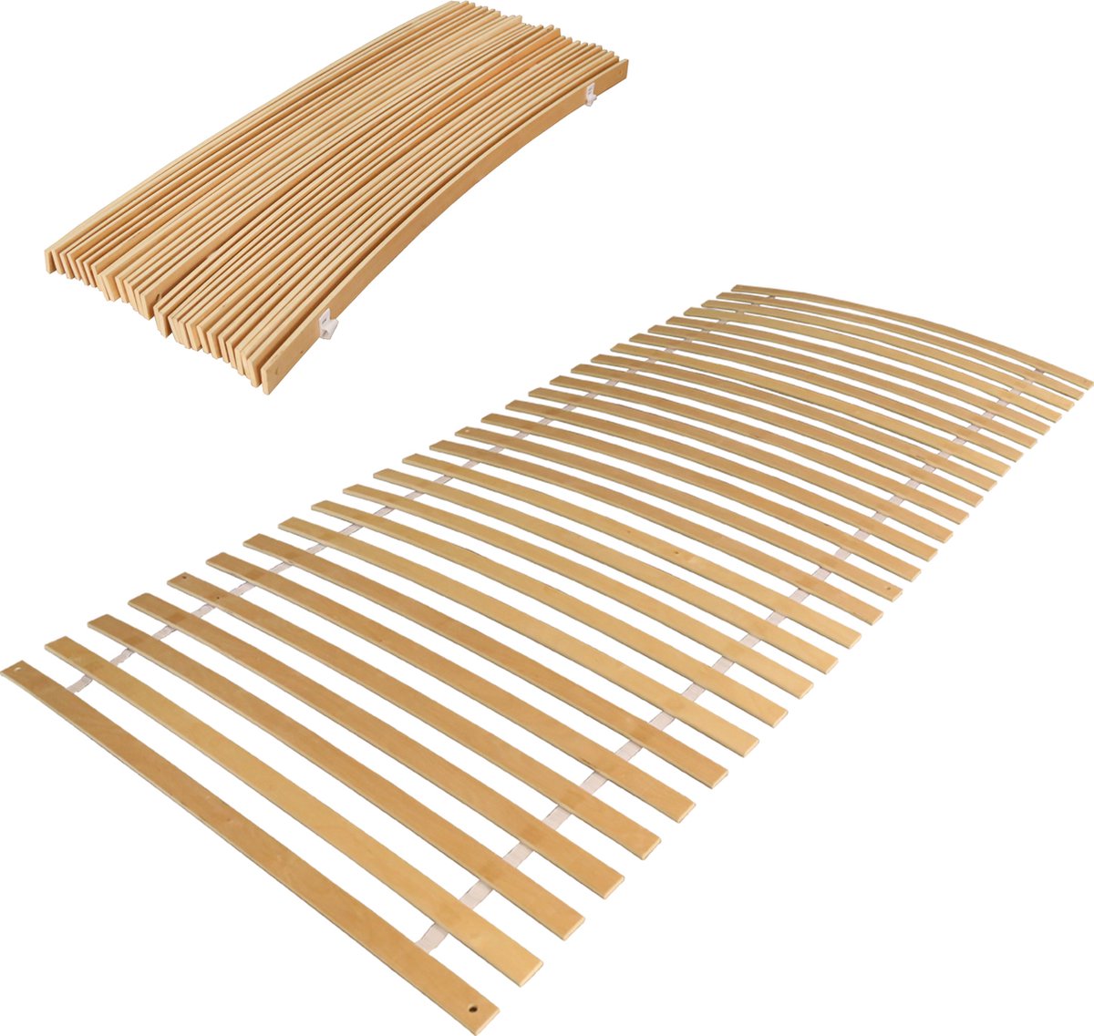 Lattenbodem 90 x 200 cm 2 stuks - Bedbodem - 28 latten - Vlak - Max. 150kg - Hout - Rol lattenbodem