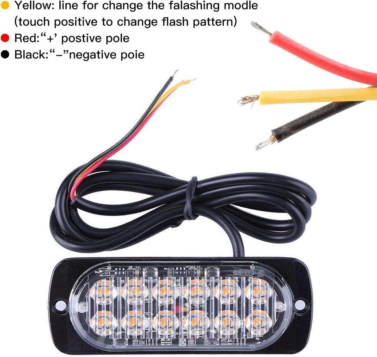 LED-noodstroboscoopknipperlichten 12-24 V voor auto's - waarschuwingslicht frontflitser - oranje flitser - knipperlicht auto vrachtwagen Vrachtwagen Accessoires