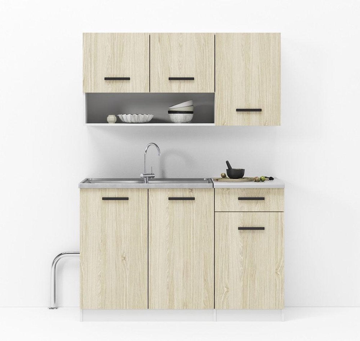 Small Kitchen Sleek - 120cm - Mini Kitchenette - Kitchenette with Franke Sink - Cheap Kitchen Cabinet