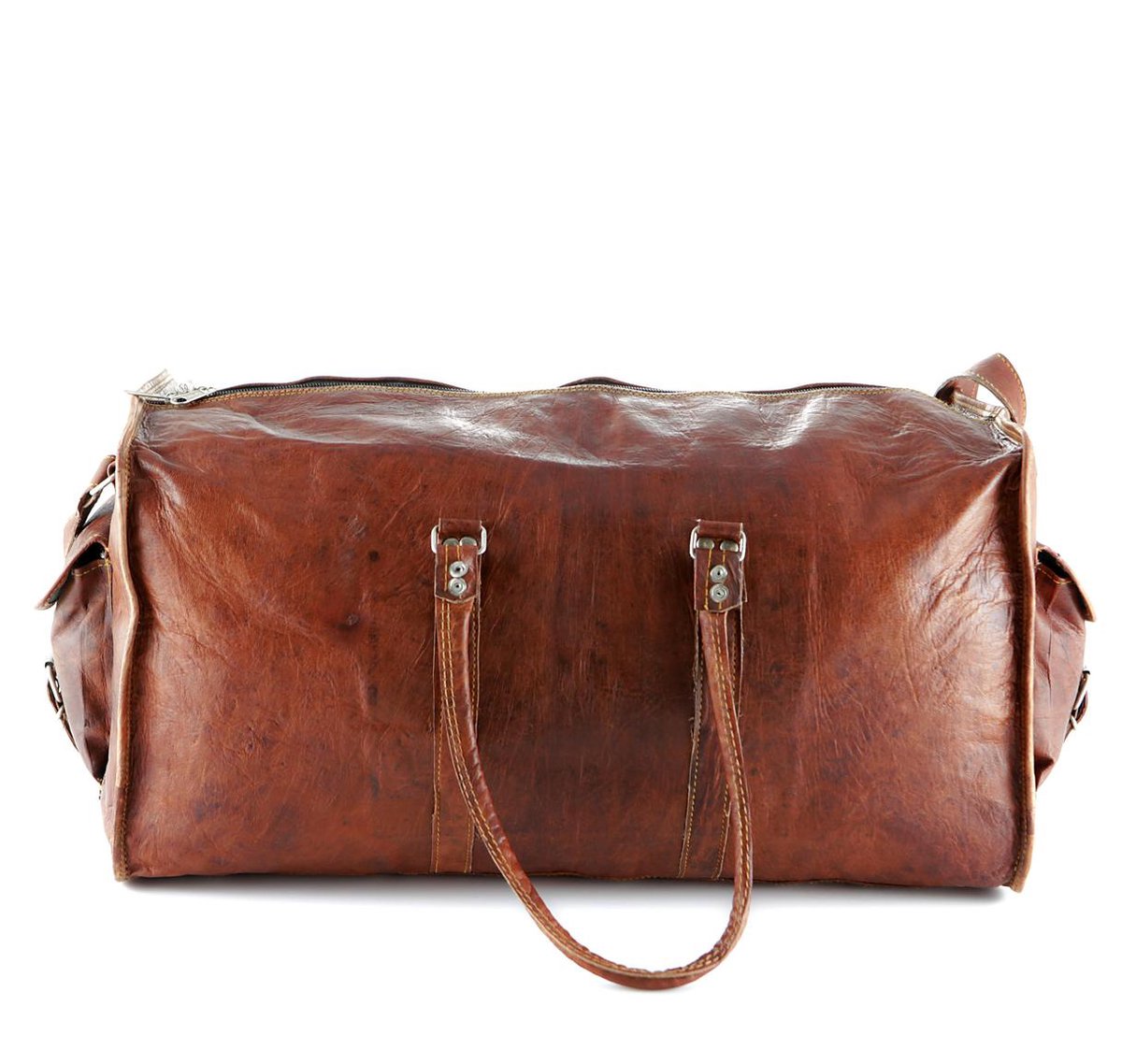 Travel bag made of REAL LEATHER - Sports bag - Weekend bag MALAGA Real Leather - Cognac Brown -HANDMADE VINTAGE STYLE Duffle bag