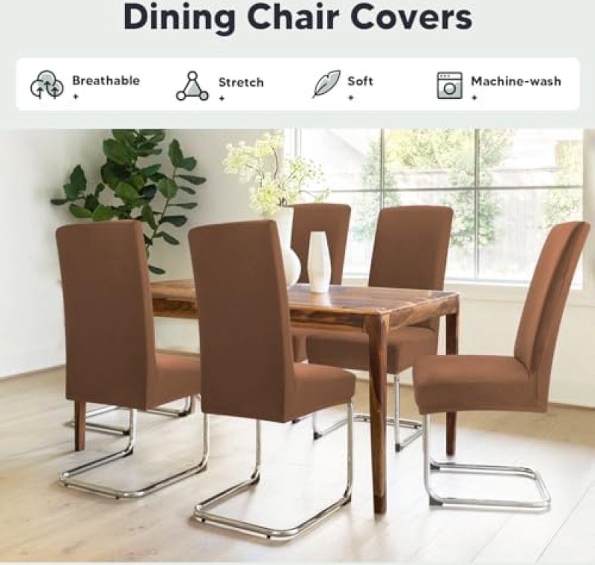 Dining Chair Covers 4 Pack - Removable Washable Dining Chair Slipcovers