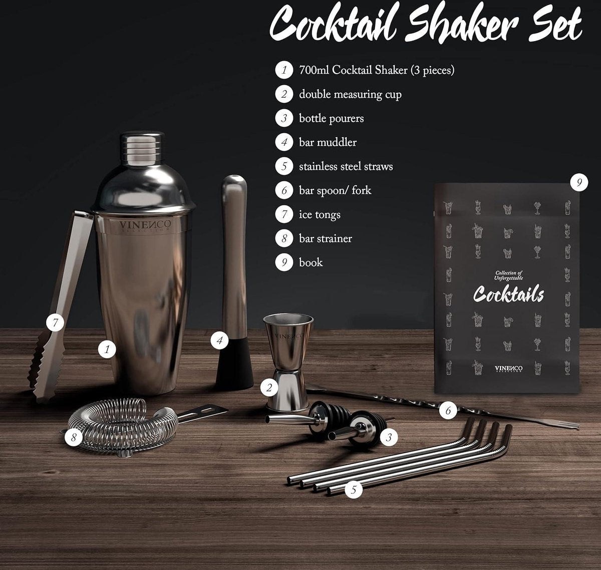 13 Delige RVS Cocktail Shaker Set - Bartender Kit Met Receptenboek - Martini Gin-Tonic Mojito Longdrinks - Premium Bar Accessoires voor Feest Verjaardag - Cadeau Man Vrouw cocktail shaker rose gold