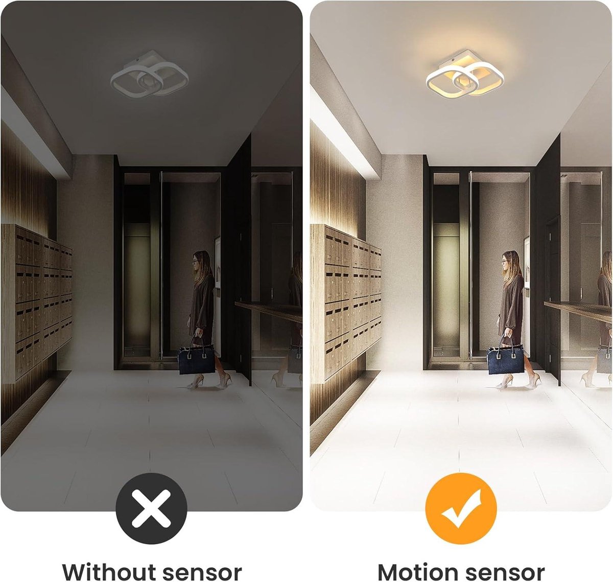 LED Plafondlamp - Wit Metaal - Bewegingssensor - Moderne Stijl - 3000K Warm Wit Licht - Slaapkamer Woonkamer Hal Keuken
