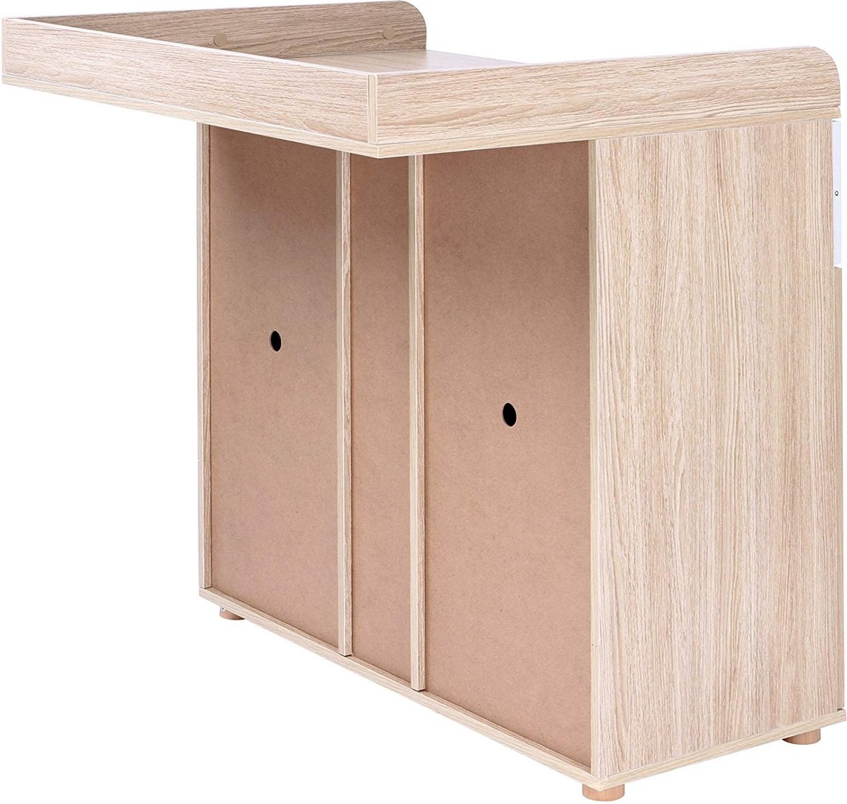 Infantastic - Commode met 2 grote laden en 5 vakken - Ladekast met Opbergruimte - Veelzijdig Omkleedmeubel met Organizer - 90x69x92 cm (LxBxH) - Beukenfineer