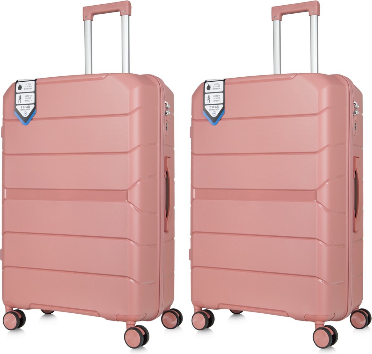 Traveller Set - 2xL Reiskoffers 28" - 93L - Lichtgewicht Harde Koffers - Roze - Met Ingebouwd TSA Slot - Perfect voor Lange Vakanties