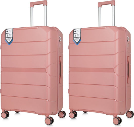 Traveller Set - 2xL Reiskoffers 28" - 93L - Lichtgewicht Harde Koffers - Roze - Met Ingebouwd TSA Slot - Perfect voor Lange Vakanties