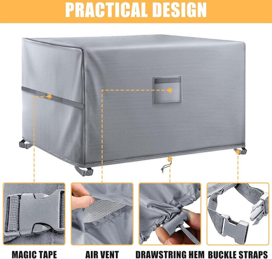 Garden furniture covers, waterproof cover for patio furniture, 120 x 90 x 74 cm, 420D heavy duty Oxford fabric, rattan furniture cover, windproof, anti-UV, for patio, outdoor, grey