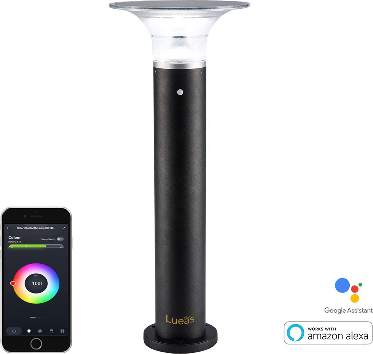 Solar LED lantern App-controlled - with app - Solar energy - Path lighting - Light sensor - Bluetooth - Solar garden lamp