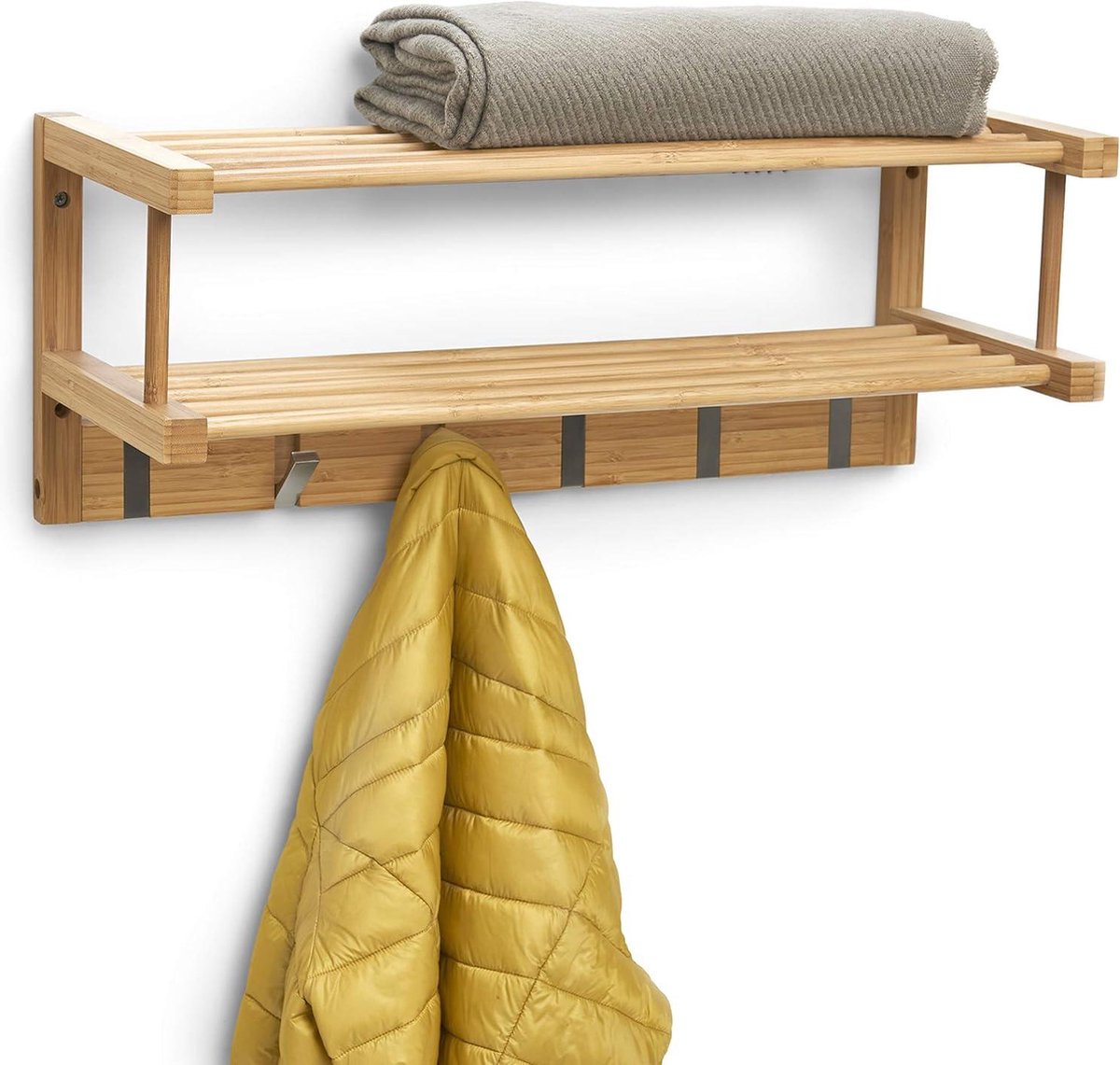 Wall coat rack made of bamboo 60 x 24 x 24 cm - HTML content needed coat rack hanging with shelf