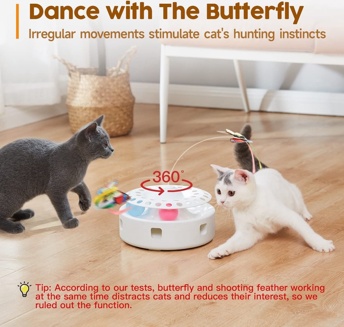 Cat Toys 3-In-1 Smart Interactive Intelligent Kitten Toys, Fluttering Butterfly, Random Moving Feather, Moves Fit And Healthy Toy Pet Cat Kitten