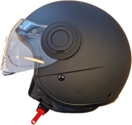 Cheap, nice lightweight Jet helmet in Matte Black - Jet helmet - Scooter helmet - Moped helmet - Motorcycle helmet - ECE 22.06 Approved - Suitable for the helmet requirement - L