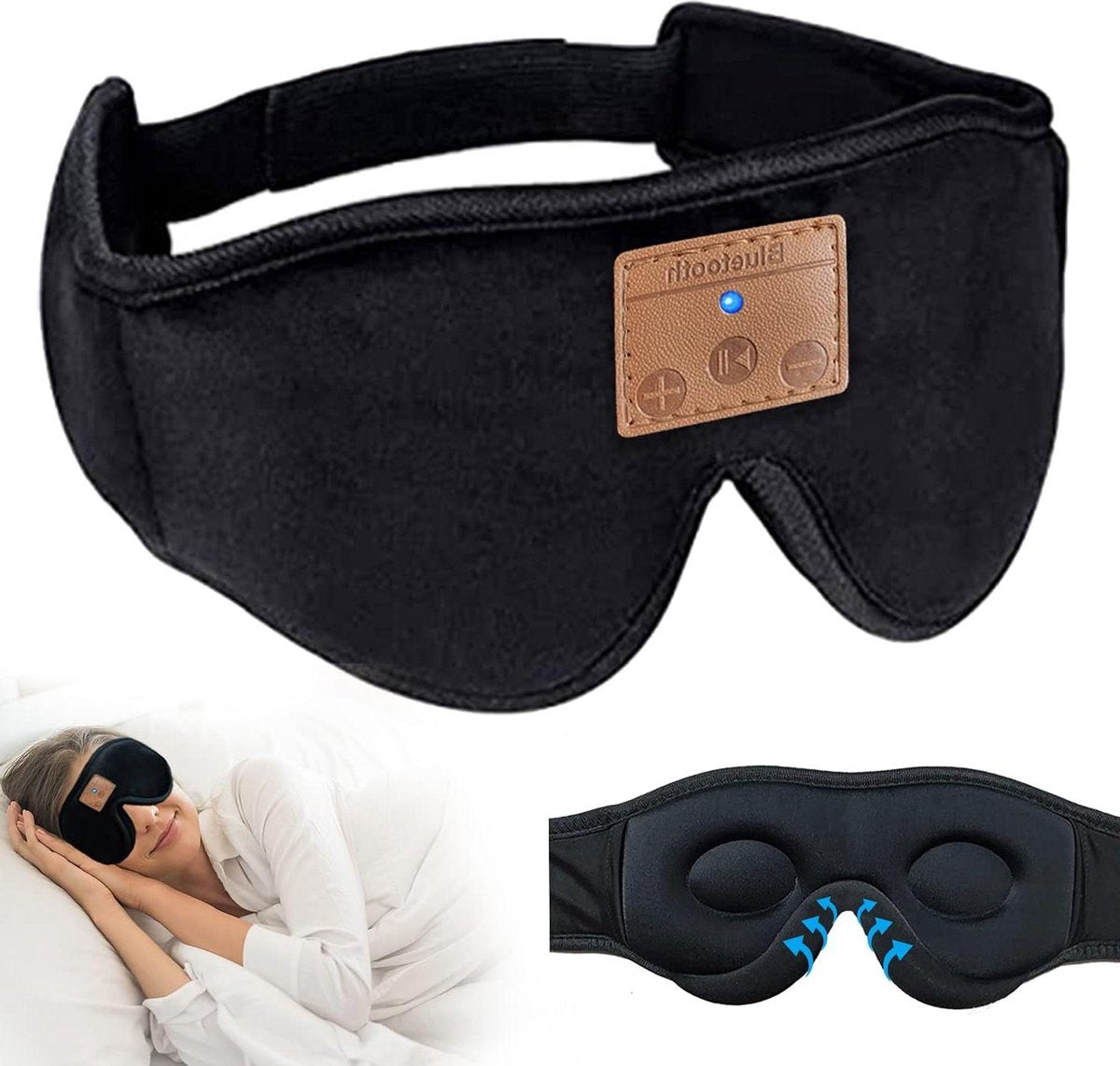 Sleep Mask with Bluetooth Headphones - Sleep Aid for Adults and Kids - Noise Cancelling - Good Night's Sleep - Black