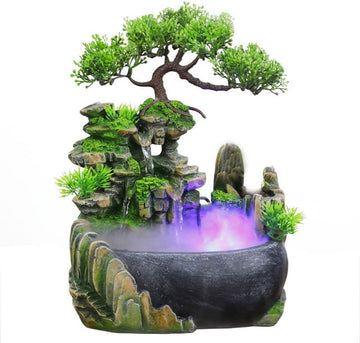 Kamefontein humidifier met led - Waterfonteinâ€Ž 20x15x28 cm Binnenfontein waterornament voor binnen - vissenkom ornament - nano mini aquarium luchtbevochtiger