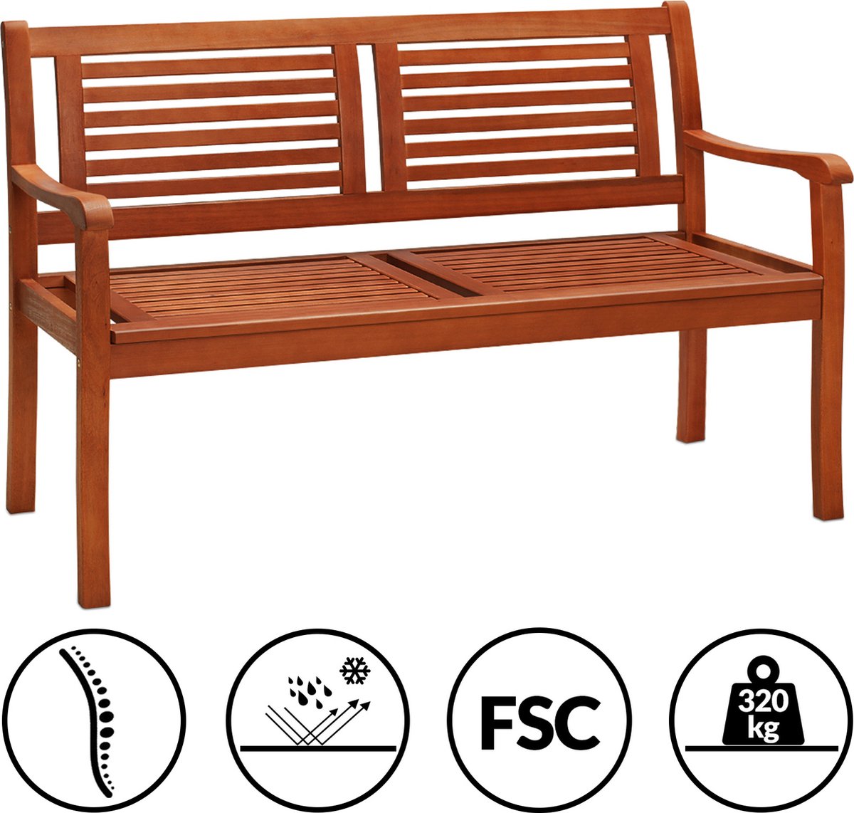 Casaria Tuinbank - Eucalyptushout 120x60x90cm - FSC®-gecertificeerd