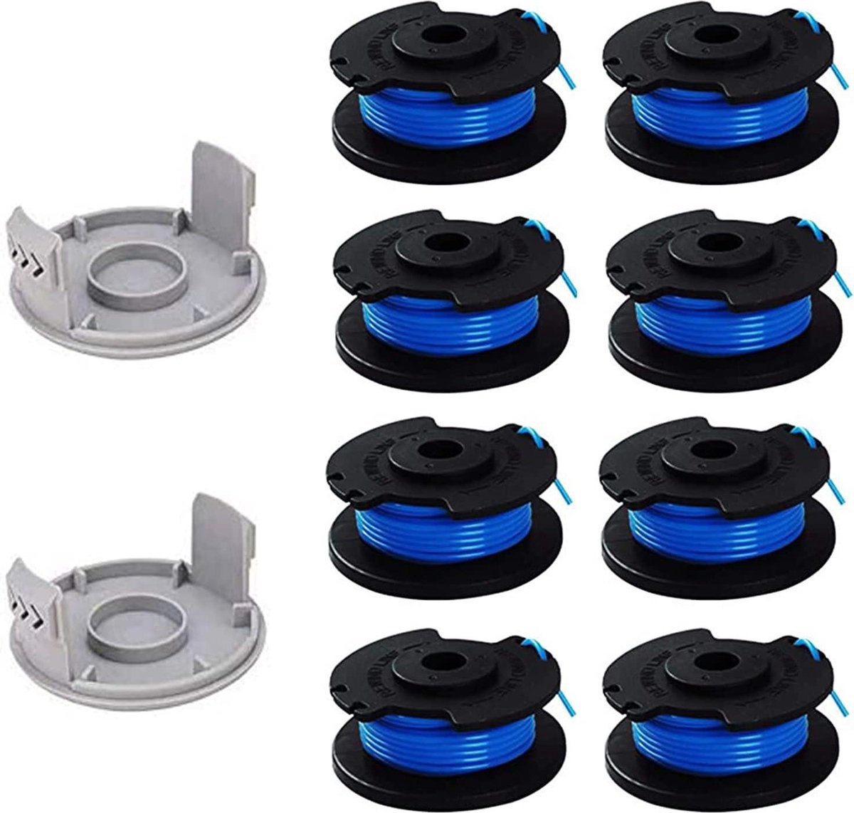 TURMIN Spoel voor Ryobi 18 V 24 V 40 V - Vervangende spoel 0,065 inch - Compatibel met Ryobi One + - 8 spoelen + 2 doppen