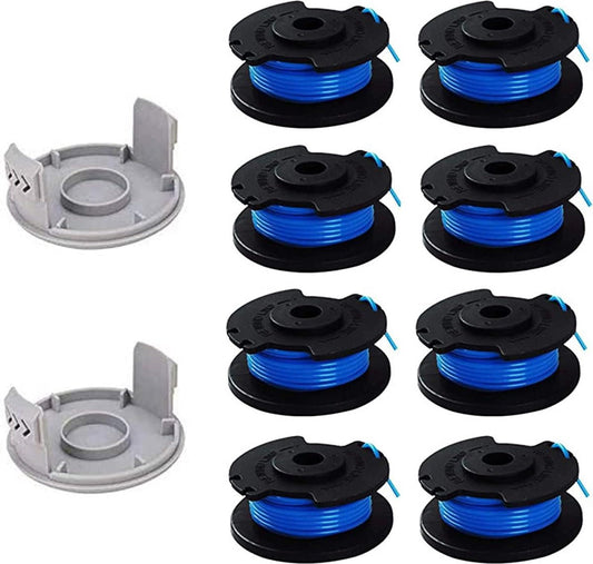 TURMIN Spoel voor Ryobi 18 V 24 V 40 V - Vervangende spoel 0,065 inch - Compatibel met Ryobi One + - 8 spoelen + 2 doppen